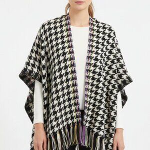 Chico’s One Size Fits All Multicolor Houndstooth Poncho Wrap STUNNING